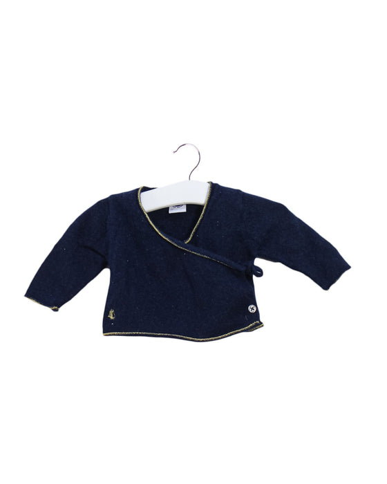 A Navy Cardigans from Petit Bateau in size 0-3M for girl. (Front View)