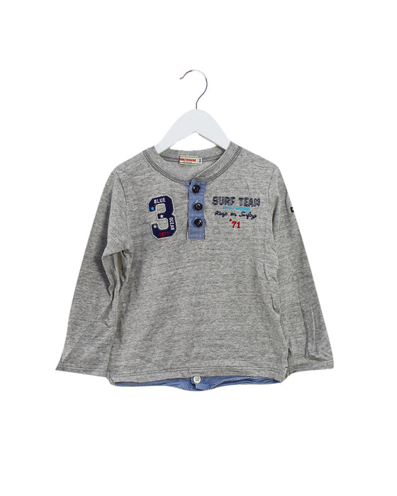 A Grey Long Sleeve Tops from Miki House in size 2T for boy. (Front View)