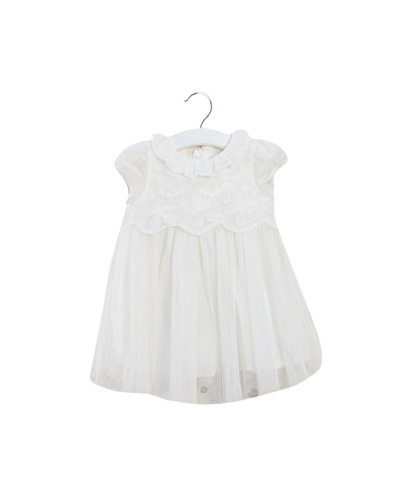 A Ivory Short Sleeve Dresses from Kingkow in size 12-18M for girl. (Front View)