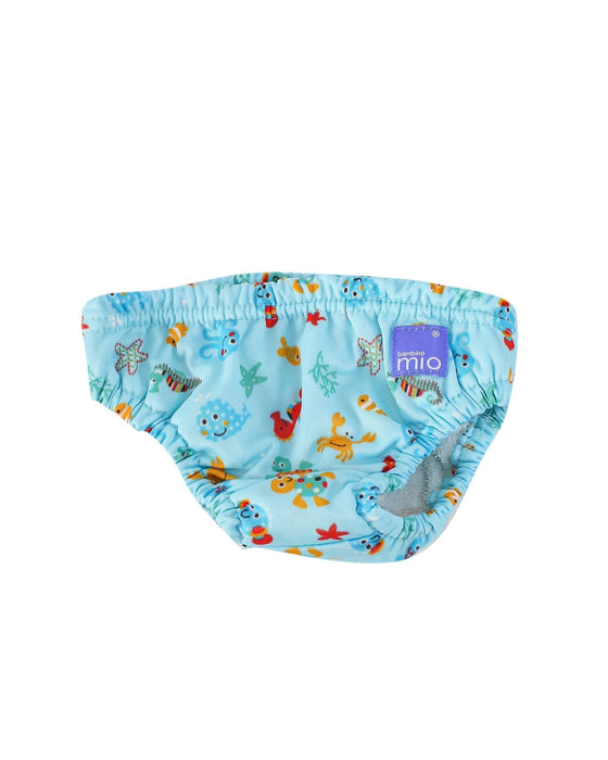 A Blue Swim Diapers from Bambino Mio in size 3-6M for neutral. (Front View)