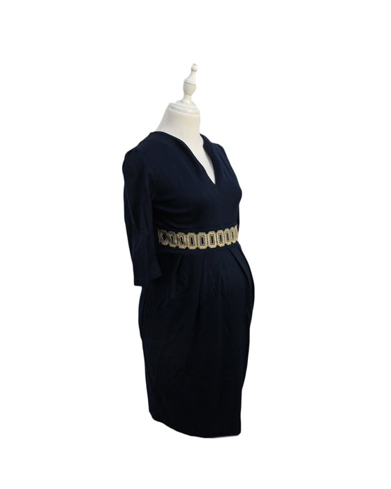 A Navy Short Sleeve Dresses from Madderson in size XS for maternity. (Front View)