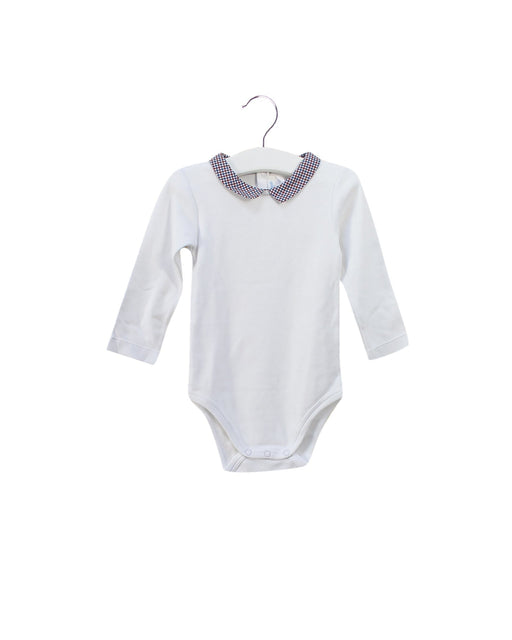 A White Long Sleeve Bodysuits from Jacadi in size 6-12M for boy. (Front View)