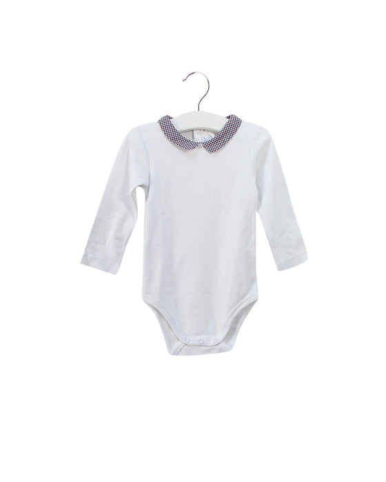 A White Long Sleeve Bodysuits from Jacadi in size 6-12M for boy. (Front View)