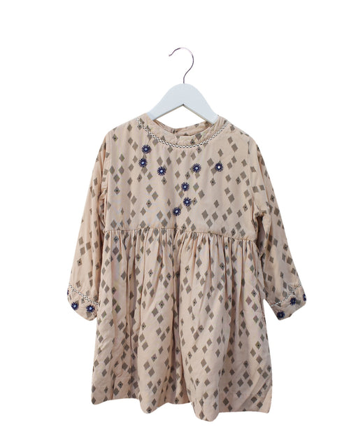 A Pink Long Sleeve Dresses from Velveteen in size 4T for girl. (Front View)