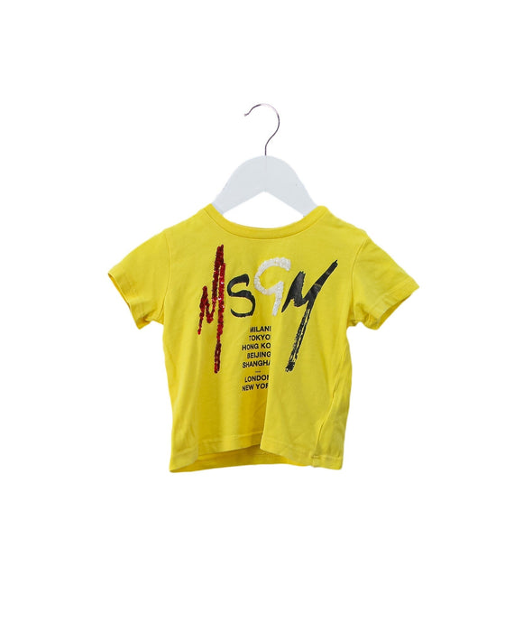 A Yellow Short Sleeve T Shirts from MSGM in size 6-12M for girl. (Front View)