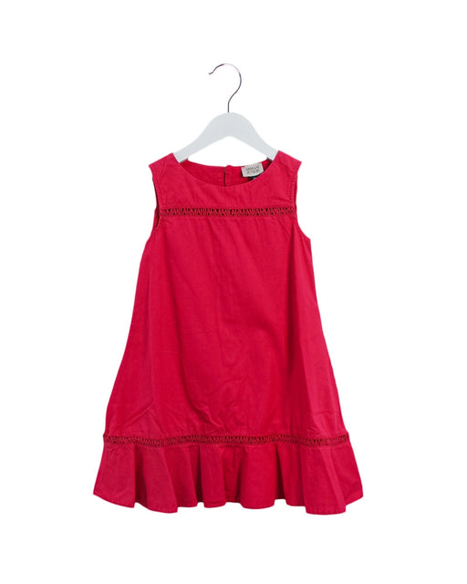 A Pink Sleeveless Dresses from Armani in size 4T for girl. (Front View)