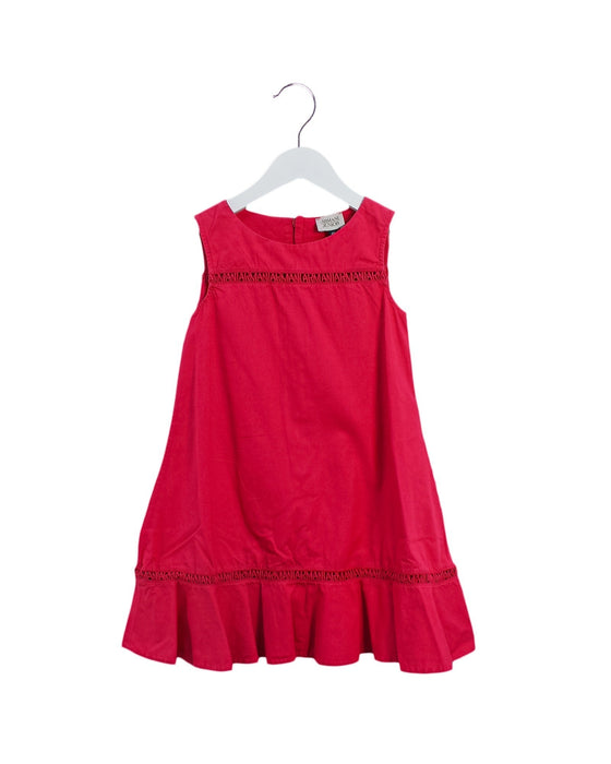 A Pink Sleeveless Dresses from Armani in size 4T for girl. (Front View)