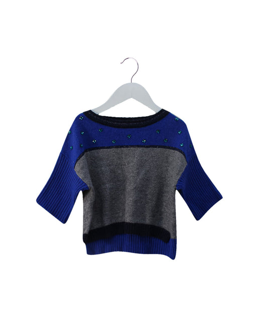 A Blue Knit Sweaters from Miss Blumarine in size 6T for girl. (Front View)
