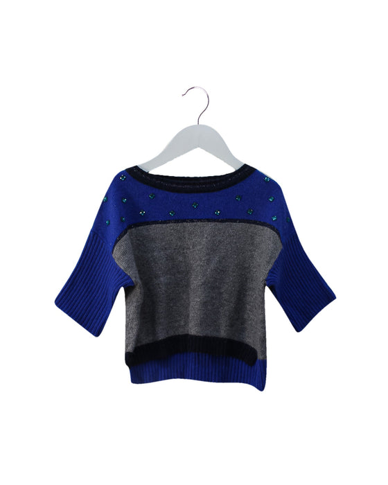 A Blue Knit Sweaters from Miss Blumarine in size 6T for girl. (Front View)