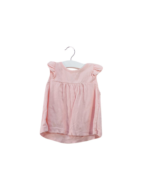 A Pink Sleeveless Tops from Petit Bateau in size 6-12M for girl. (Front View)