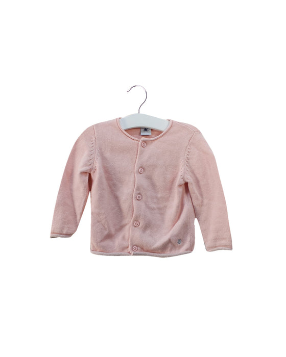 A Pink Cardigans from Petit Bateau in size 6-12M for girl. (Front View)