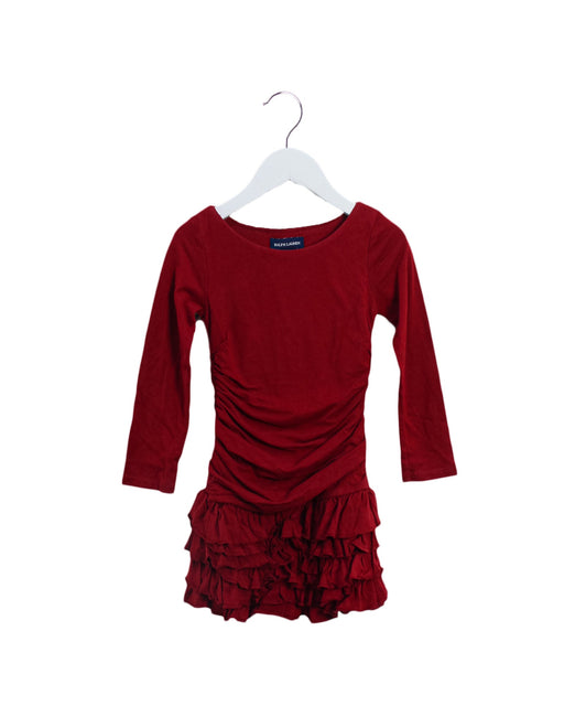 A Red Long Sleeve Dresses from Ralph Lauren in size 3T for girl. (Front View)