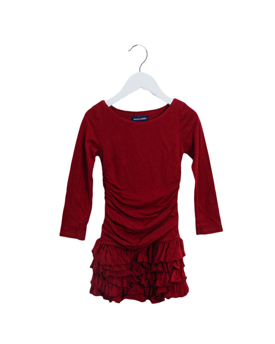 A Red Long Sleeve Dresses from Ralph Lauren in size 3T for girl. (Front View)