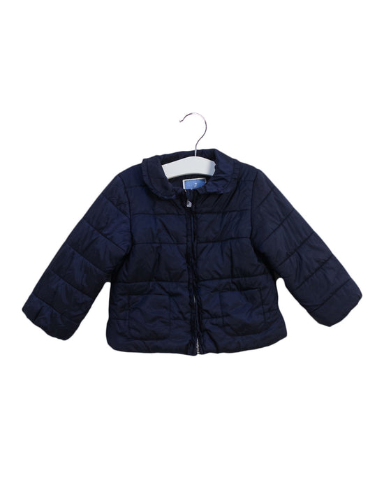 A Navy Puffer/Quilted Jackets from Jacadi in size 12-18M for girl. (Front View)