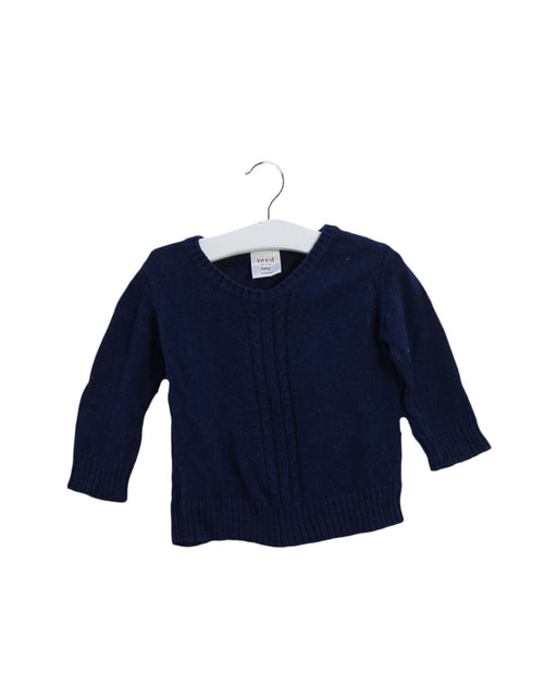 A Navy Knit Sweaters from Seed in size 3-6M for boy. (Front View)