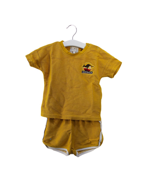 A Yellow Shorts Sets from Goldie + Ace in size 6-12M for girl. (Front View)