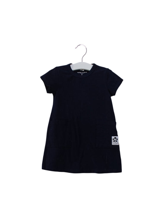 A Navy Short Sleeve Dresses from Mini Rodini in size 12-18M for girl. (Front View)
