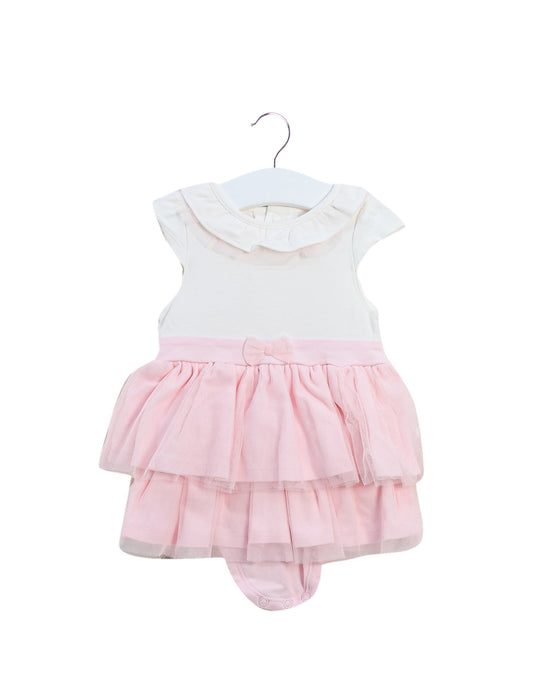 A Pink Short Sleeve Bodysuits from Mides in size 3-6M for girl. (Front View)