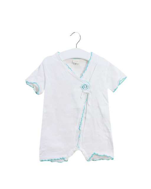 A White Short Sleeve Rompers from Chickeeduck in size 6-12M for girl. (Front View)