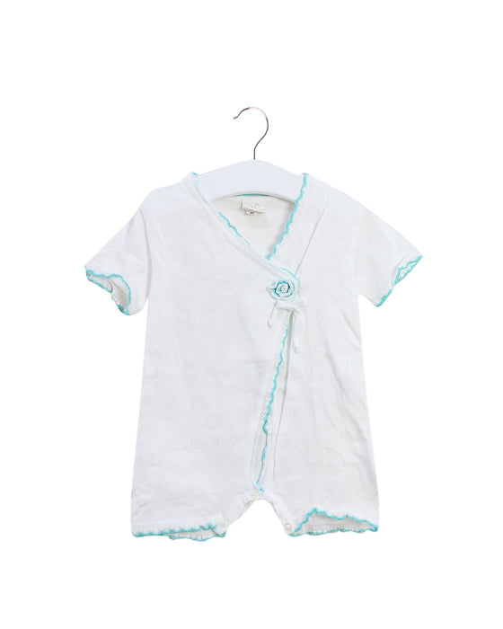 A White Short Sleeve Rompers from Chickeeduck in size 6-12M for girl. (Front View)