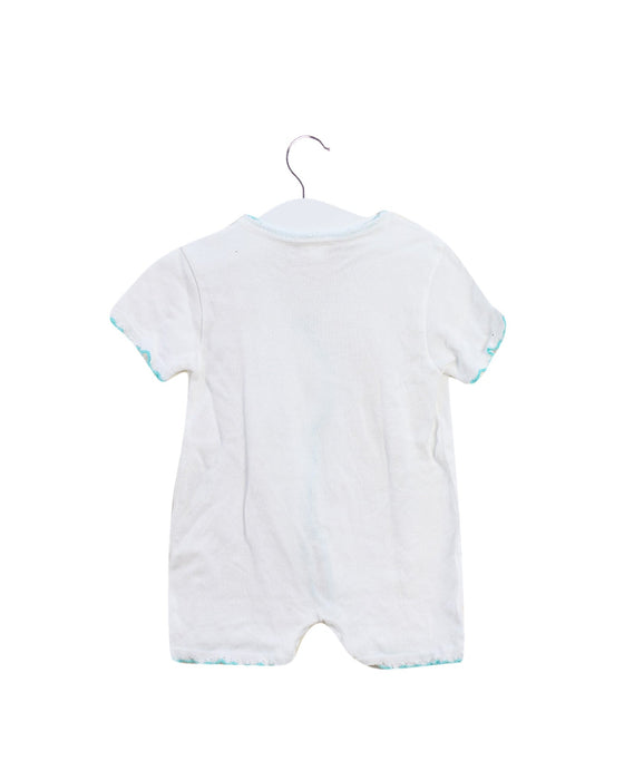 A White Short Sleeve Rompers from Chickeeduck in size 6-12M for girl. (Back View)