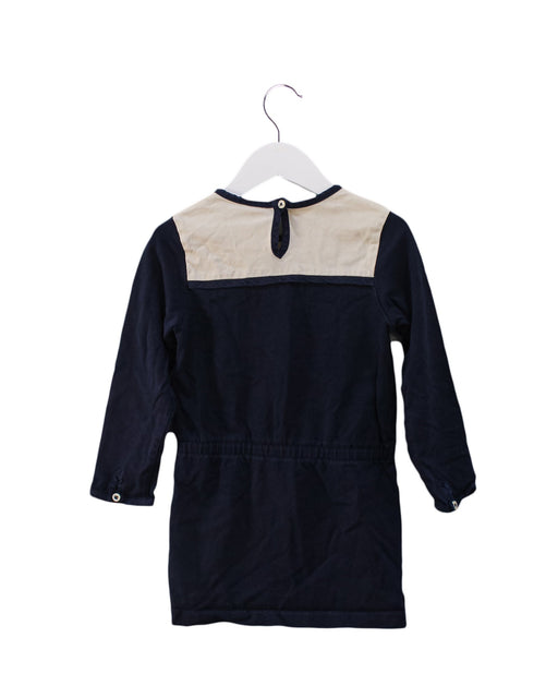 A Navy Long Sleeve Dresses from Petit Bateau in size 6T for girl. (Front View)