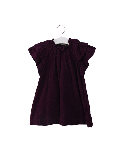 A Burgundy Short Sleeve Dresses from Velveteen in size 3T for girl. (Front View)