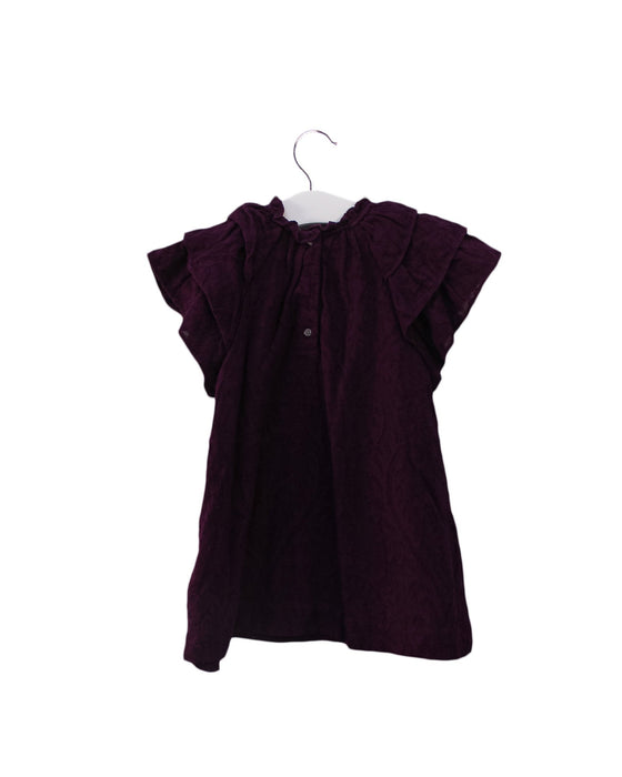 A Burgundy Short Sleeve Dresses from Velveteen in size 3T for girl. (Back View)