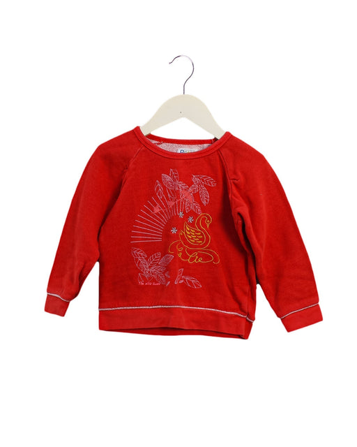 A Red Crewneck Sweatshirts from La Compagnie des Petits in size 4T for girl. (Front View)