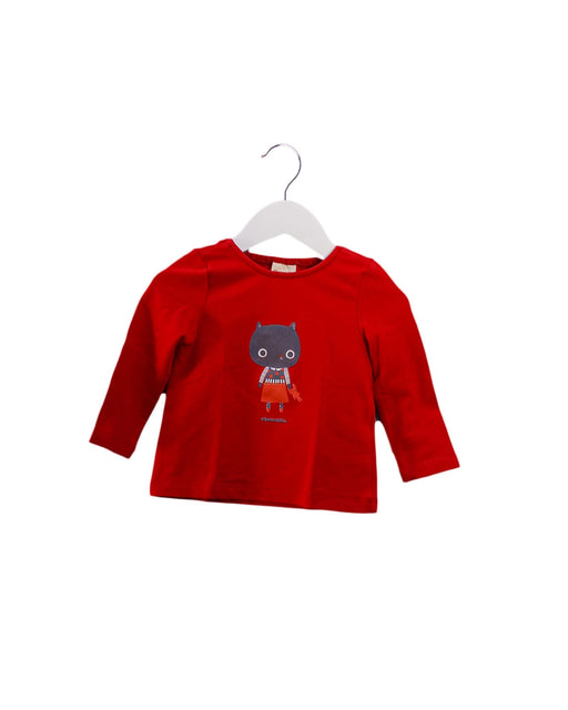 A Red Long Sleeve Tops from Momonittu in size 12-18M for girl. (Front View)
