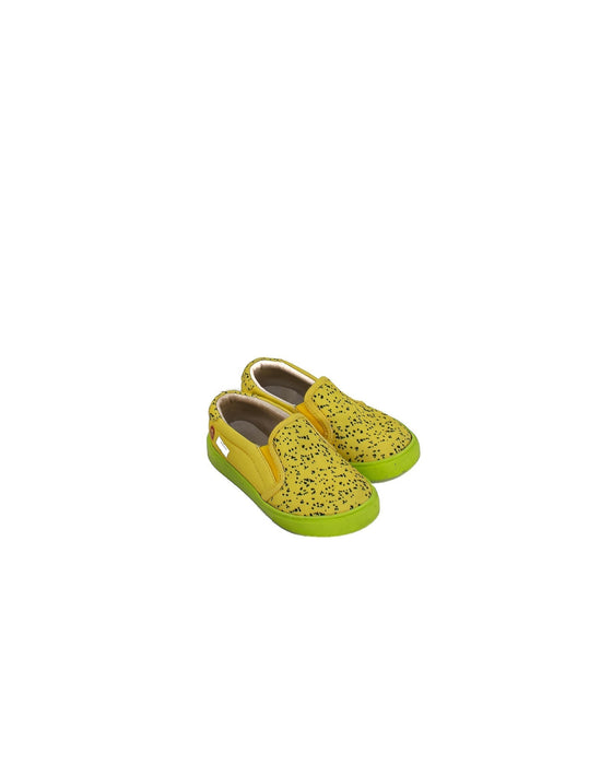A Yellow Slip Ons from AKID in size 4T for girl. (Front View)