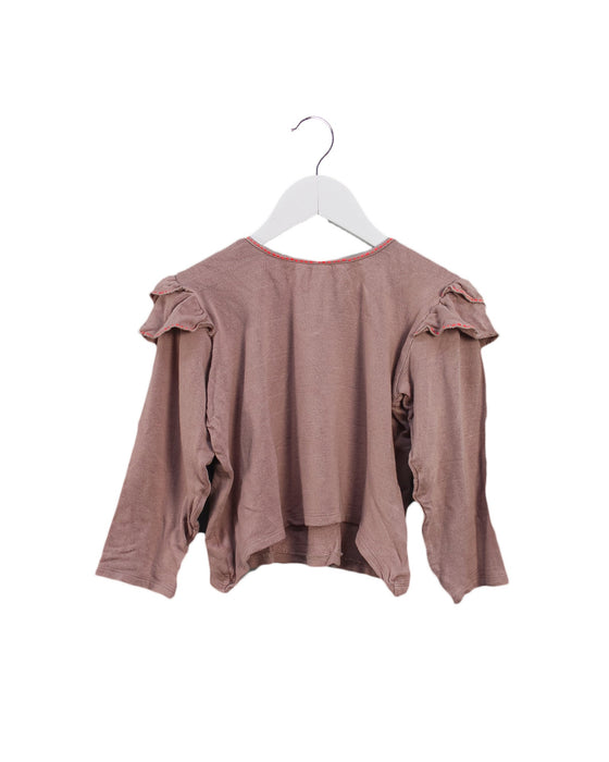 A Pink Long Sleeve Tops from Velveteen in size 4T for girl. (Front View)