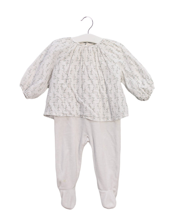 A White Long Sleeve Jumpsuits from Bout'Chou in size 3-6M for girl. (Front View)