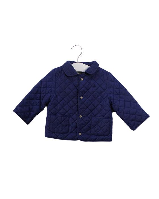 A Blue Puffer/Quilted Jackets from Petit Bateau in size 6-12M for boy. (Front View)