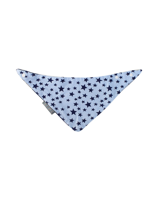 A Blue Bibs from Cheeky Chompers in size O/S for boy. (Front View)