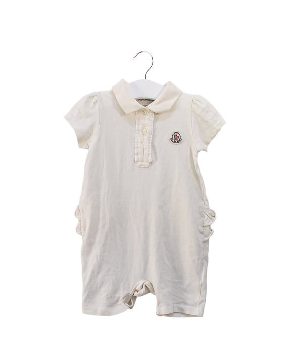 A Ivory Short Sleeve Rompers from Moncler in size 6-12M for girl. (Front View)
