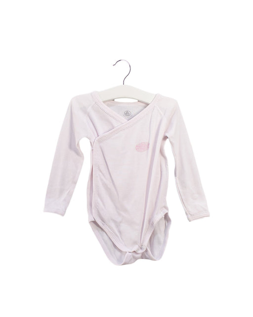 A Pink Long Sleeve Bodysuits from Petit Bateau in size 6-12M for girl. (Front View)