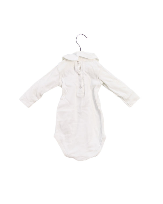 A White Long Sleeve Bodysuits from Bonton in size 0-3M for boy. (Back View)