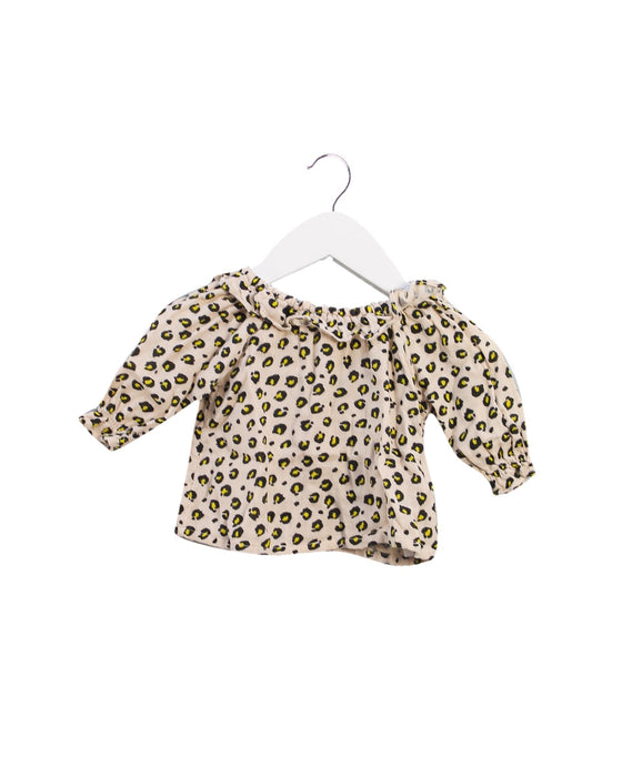 A Taupe Long Sleeve Tops from Bonton in size 0-3M for girl. (Front View)