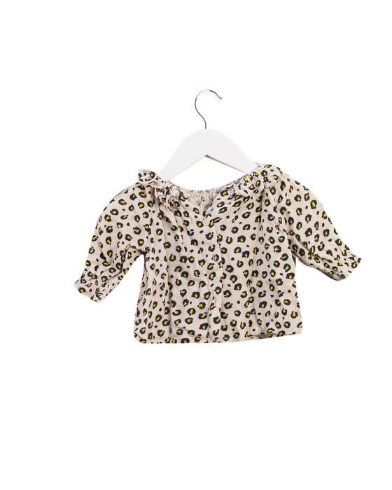 A Taupe Long Sleeve Tops from Bonton in size 0-3M for girl. (Back View)