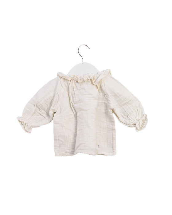 A Ivory Long Sleeve Tops from Bonton in size 0-3M for girl. (Back View)