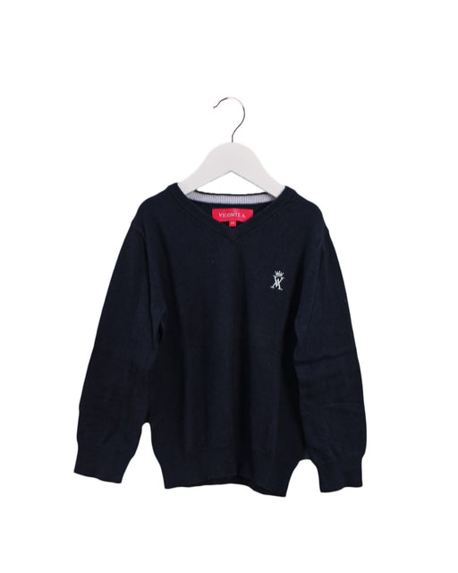 A Navy Knit Sweaters from Vicomte A. in size 4T for boy. (Front View)