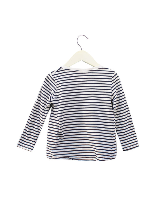 A Navy Long Sleeve Tops from Seed in size 4T for girl. (Back View)