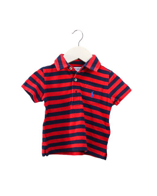 A Red Short Sleeve Polos from Ralph Lauren in size 6-12M for boy. (Front View)