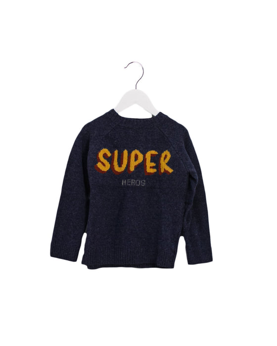A Navy Knit Sweaters from Monoprix in size 4T for boy. (Front View)