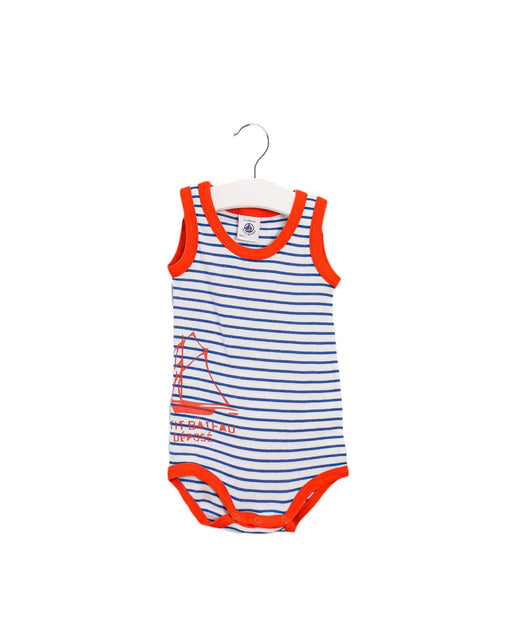 A White Sleeveless Bodysuits from Petit Bateau in size 0-3M for boy. (Front View)