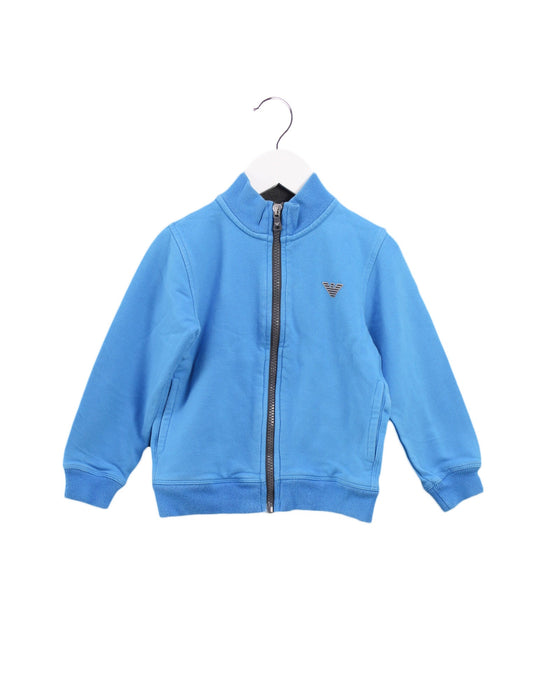 A Blue Lightweight Jackets from Armani in size 4T for boy. (Front View)