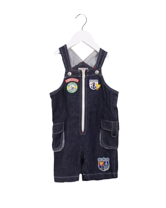 A Navy Overall Shorts from Miki House in size 18-24M for girl. (Front View)