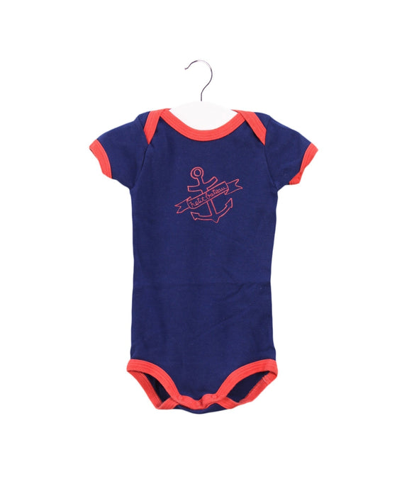 A Navy Short Sleeve Bodysuits from Petit Bateau in size 3-6M for boy. (Front View)