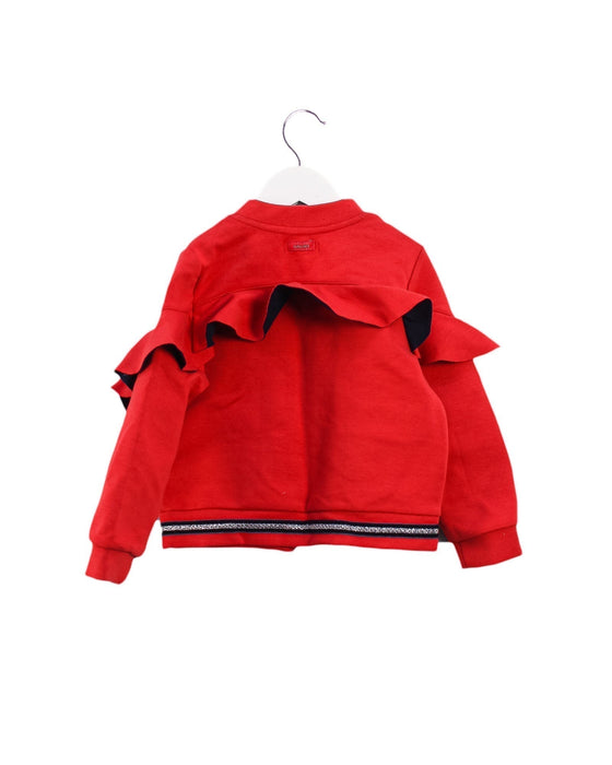 A Red Zippered Sweatshirts from Catimini in size 4T for girl. (Back View)